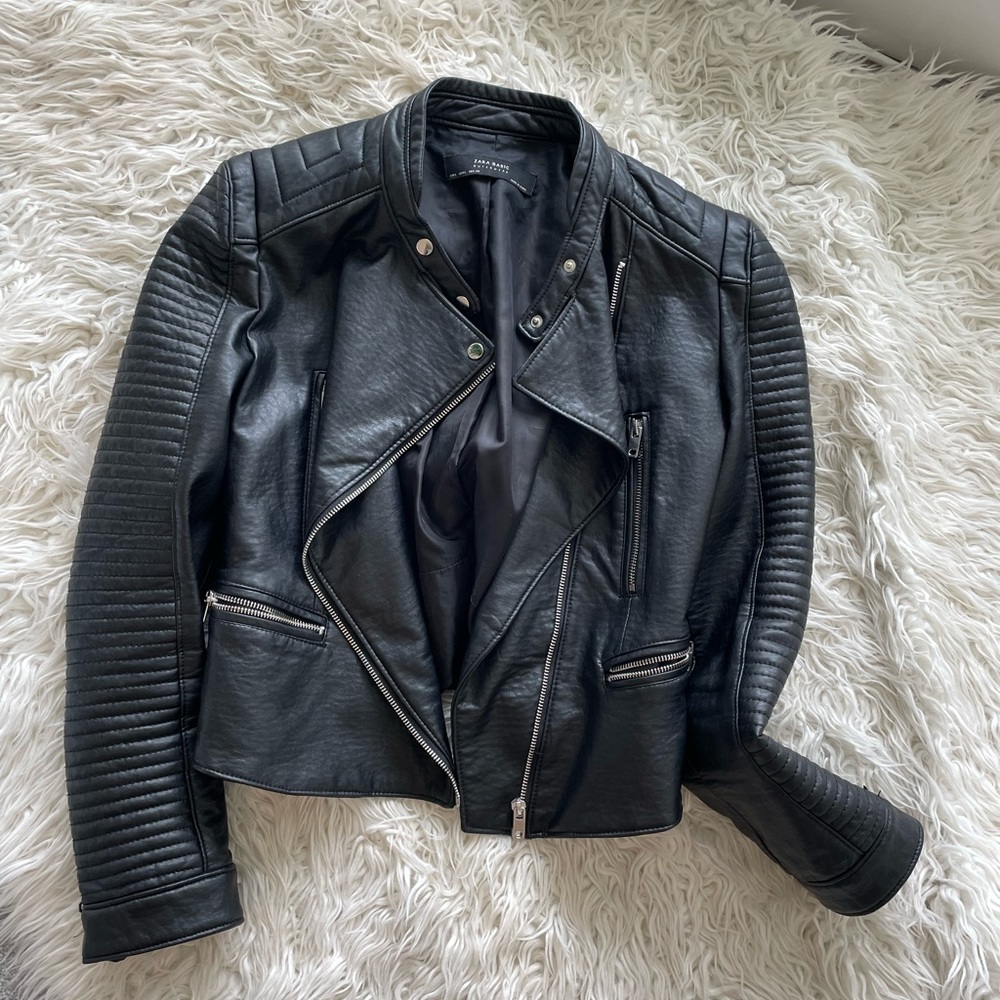 Zara moto leather jacket large